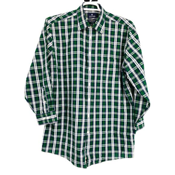 Men's STAFFORD Travel Shirt Long Sleeve Oxford Stretch Size 17/32-35 - Picture 7 of 7